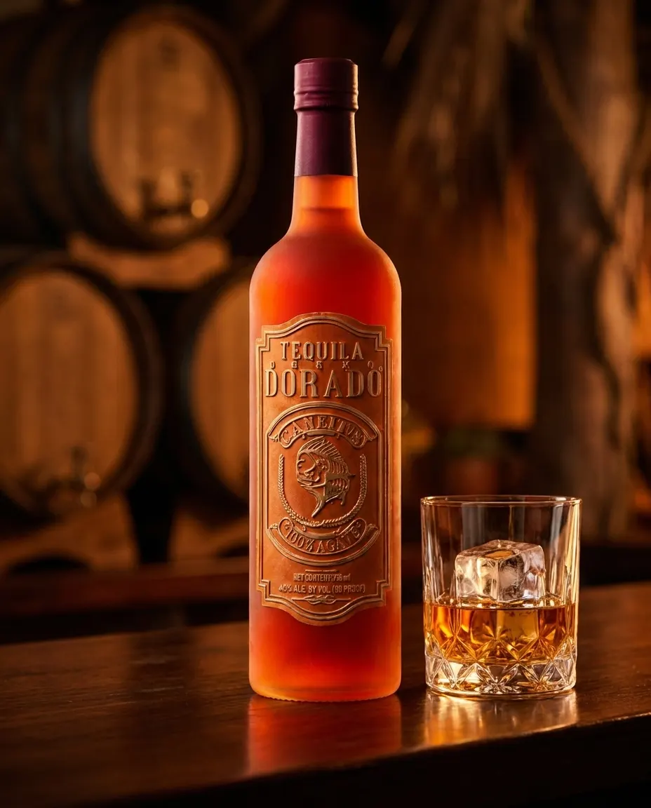 Dorado Reposado — the yellow frosted bottle